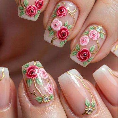 Florales Verziertes Nagelkunst-Set Brehn