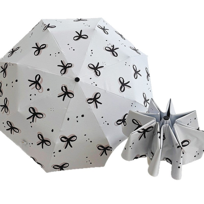 Damen Faltbarer Regenschirm mit verspieltem Schleifenmuster Brehn
