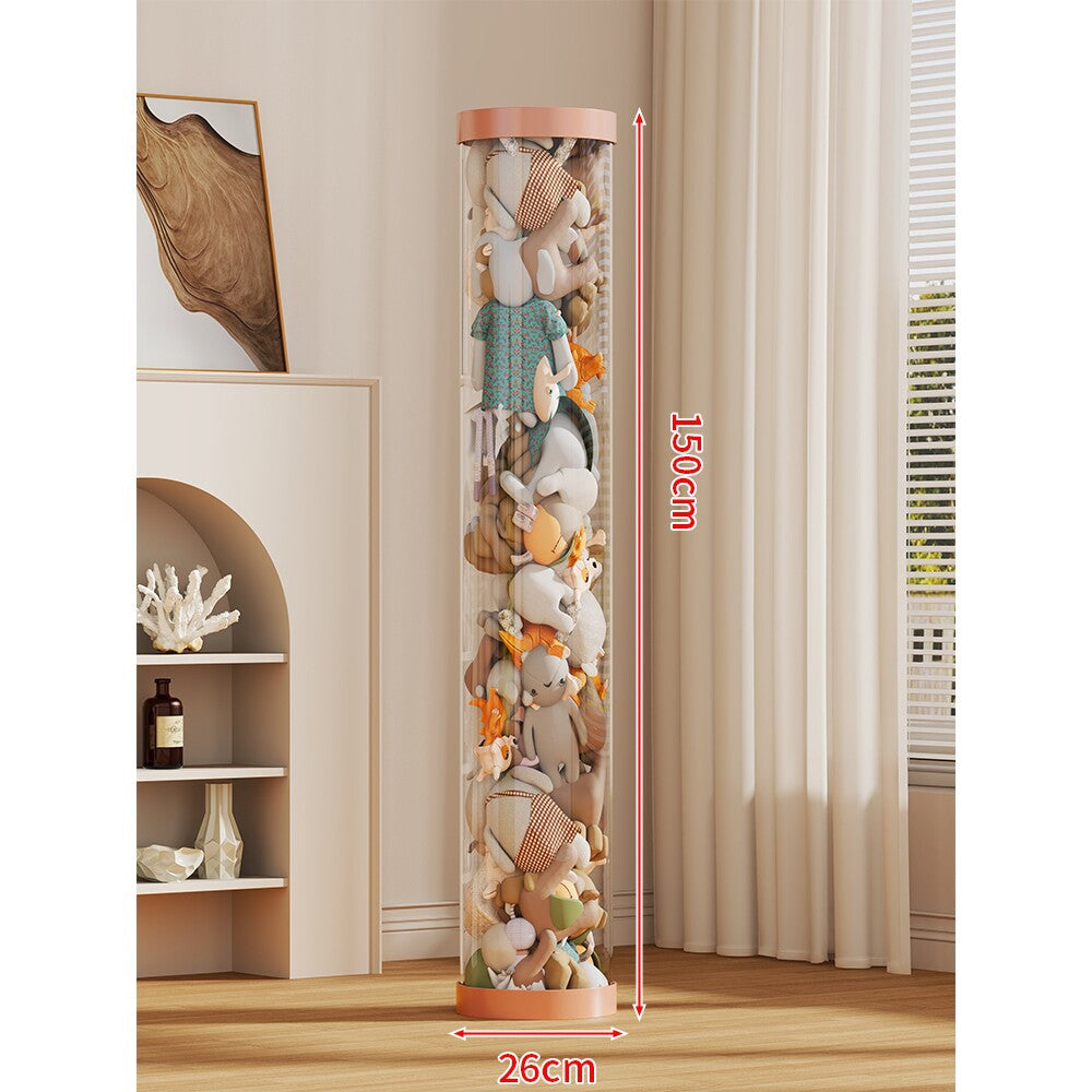 Klarer zylindrischer Geschenkdisplaybox für Plüschtiere mit LED-Lichterkette und abnehmbarem Deckel