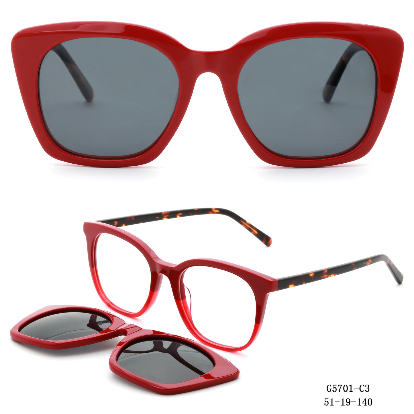 Damen Retro-inspirierte Sonnenbrille mit abnehmbaren Gläsern Brehn