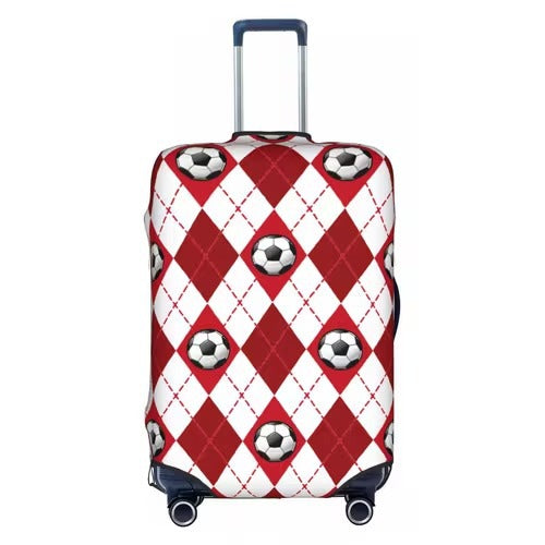 Unisex nan elastische Kofferschutzhülle mit Fußball-Argyle-Motiv, reißfestes Stretchcover für Trolley mit Griff- und Rollenöffnungen Brehn