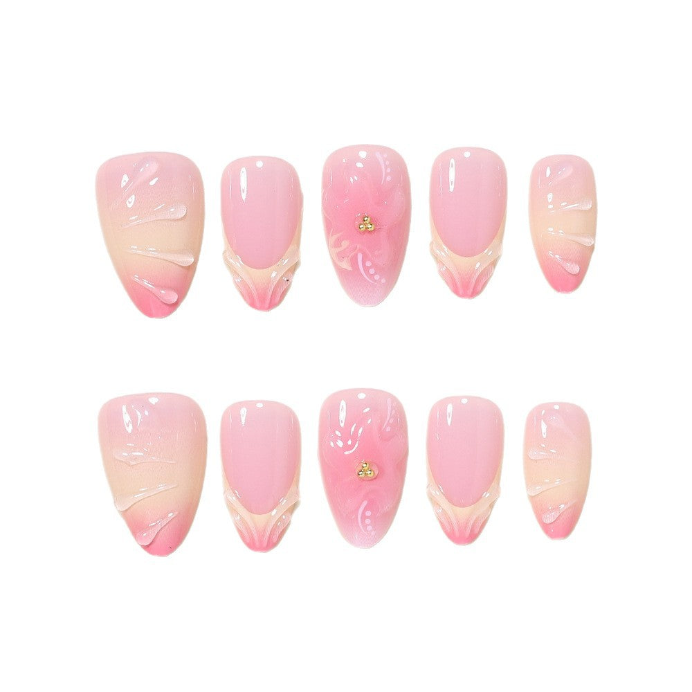 Elegantes Blumen Press-On Nail Art Set Brehn