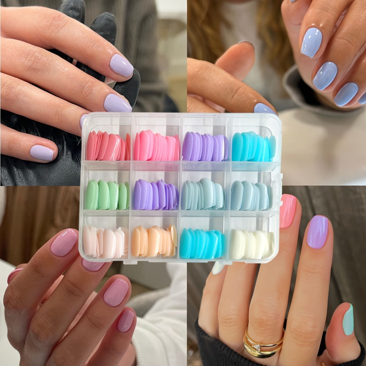 Press-On Nail Art Set mit verschiedenen Formen und Oberflächen Brehn
