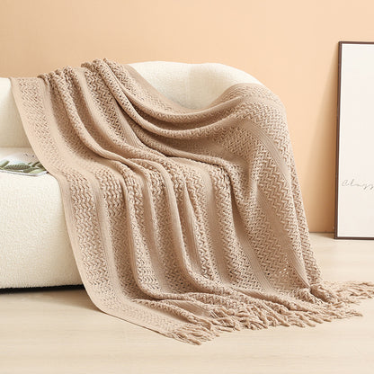 Damen gestrickte Wohndecke mit Fransen Brehn
