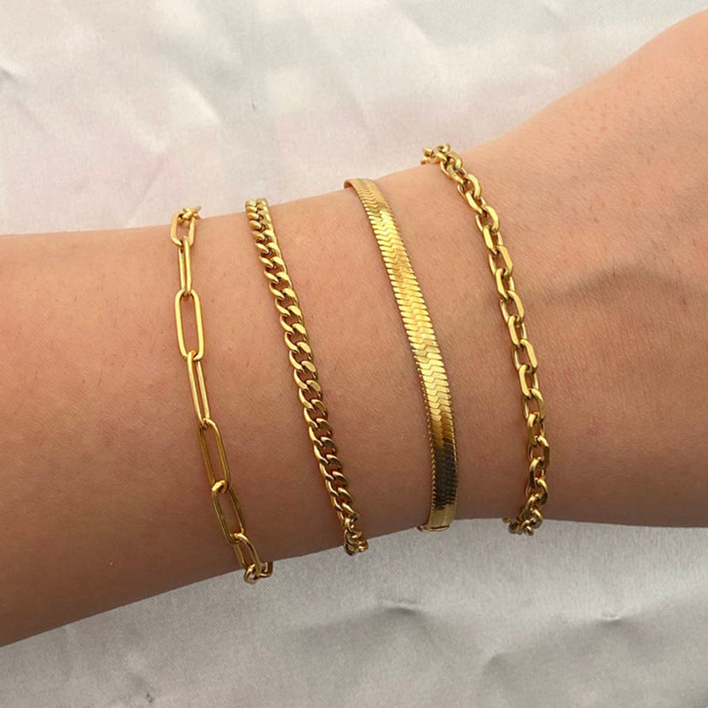 Schichtet Goldkette Armband Set Brehn