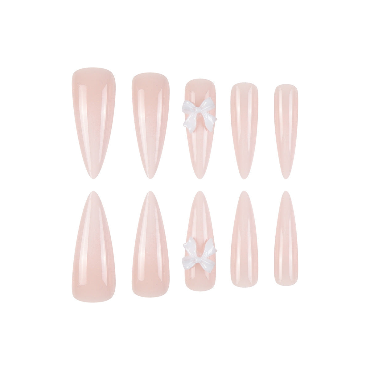 Premium Stiletto Press-On Nägel mit einzigartiger Schleifen Dekoration Brehn