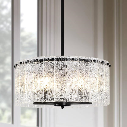 Moderne Texturierte Glas Trommel Pendelleuchte