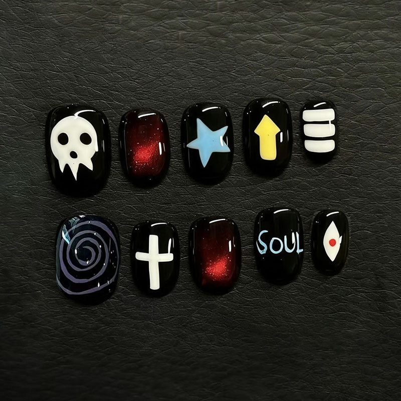 Themenhafte Press-On Nagelkunst Brehn