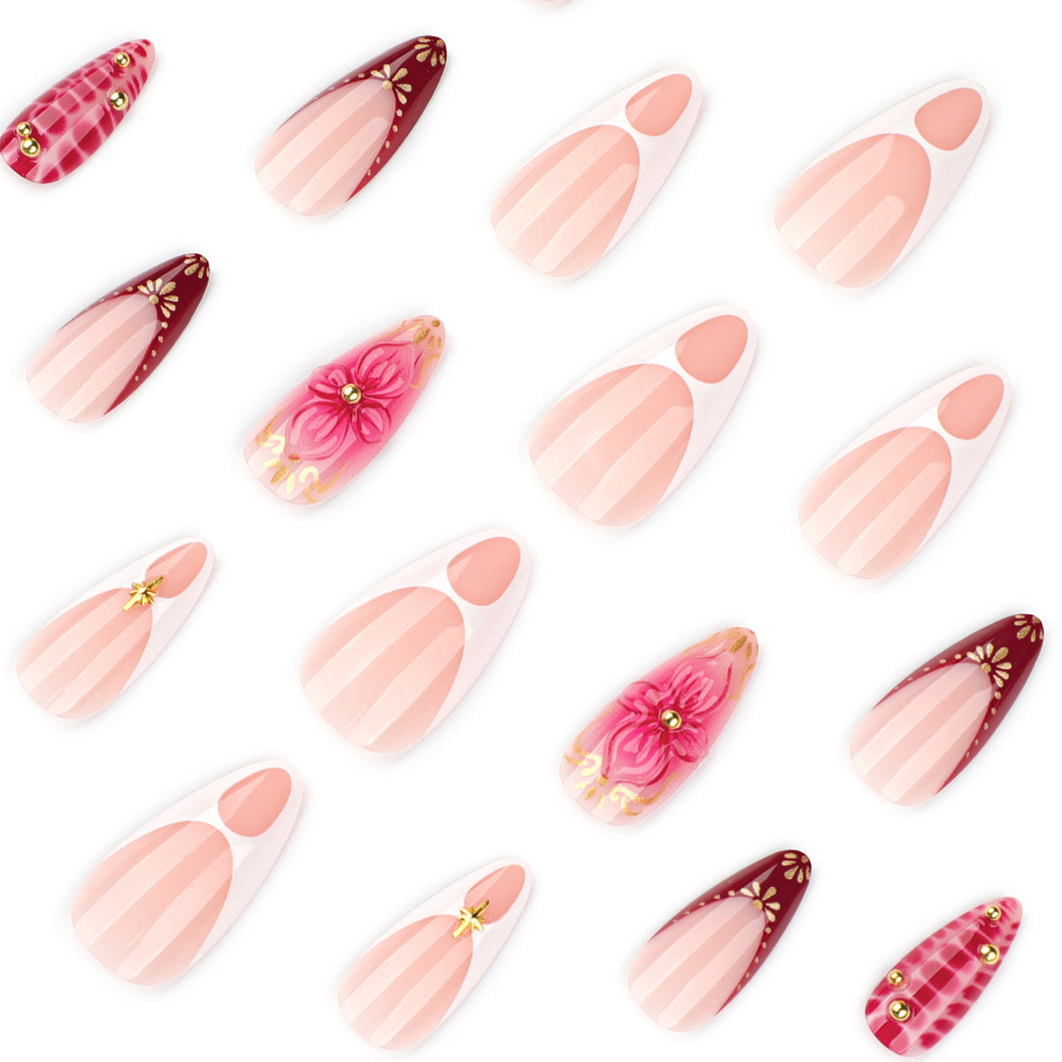 Kunstvolle Nagelkunst mit floralen und Glitzer-Akzenten Brehn