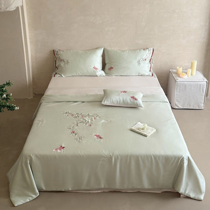Besticktes Satin-Bettwäsche-Set mit floraler Zierstickerei und seidig-feinem Griff Brehn