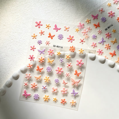 Dekorative 3D Blüten- und Schmetterling-Nagelkunst Charms
