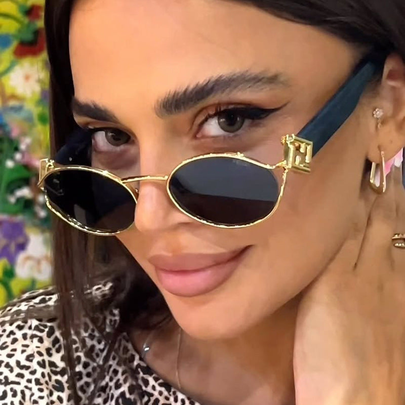 Damen modische Sonnenbrille mit elegantem Metallrahmen und UV-Schutz Brehn