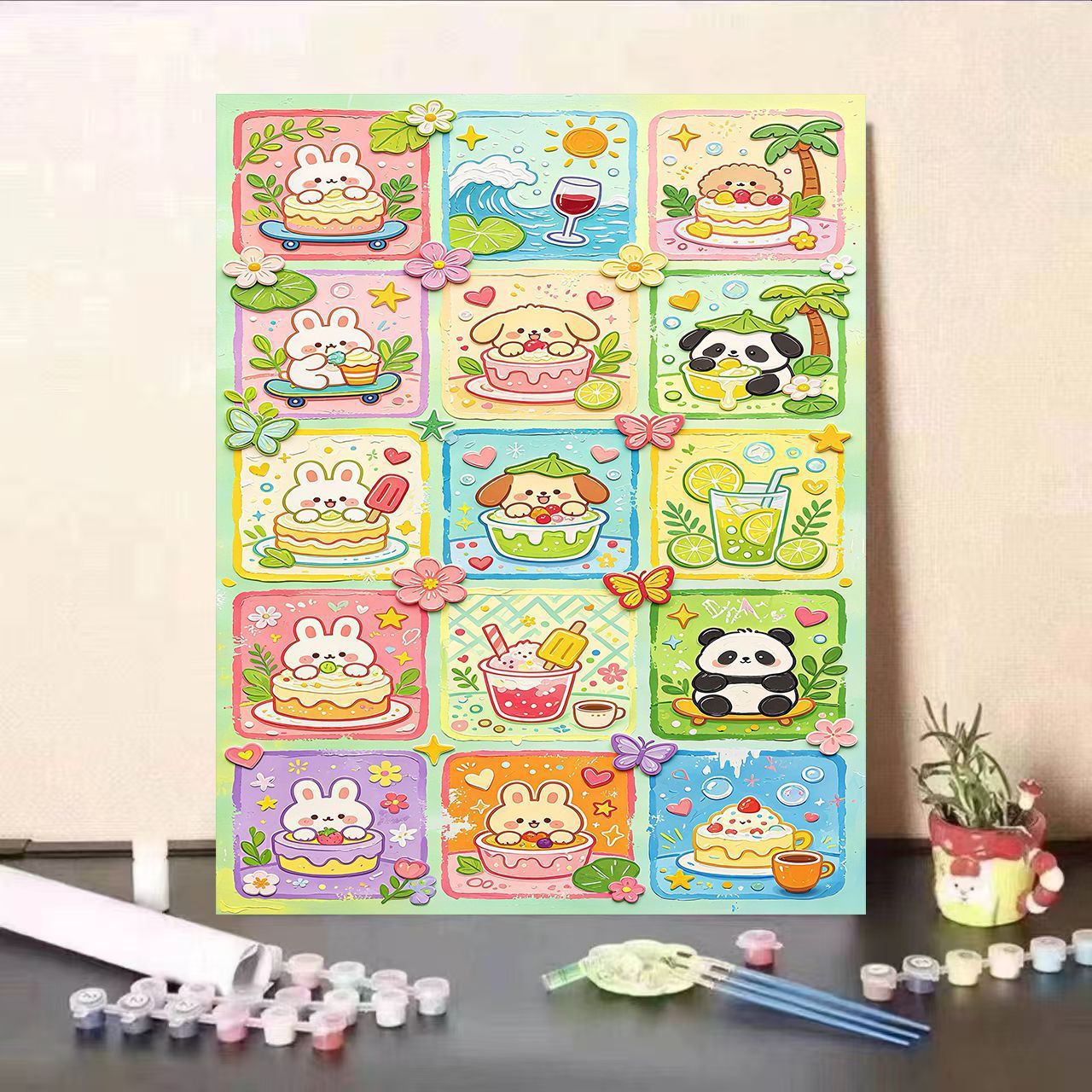 Buntes tierisches DIY Malen nach Zahlen Set Brehn