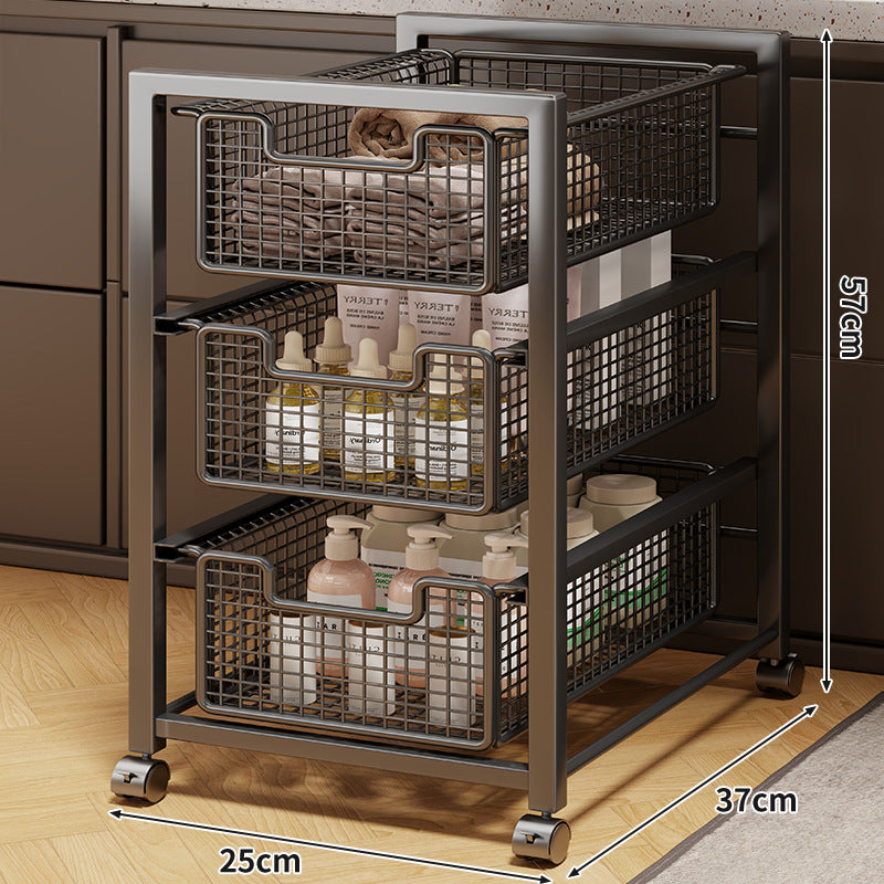 Unter-Schrank Gleitender Drei-Ebenen Mesh Korb Organizer mit Abnehmbaren Behältern