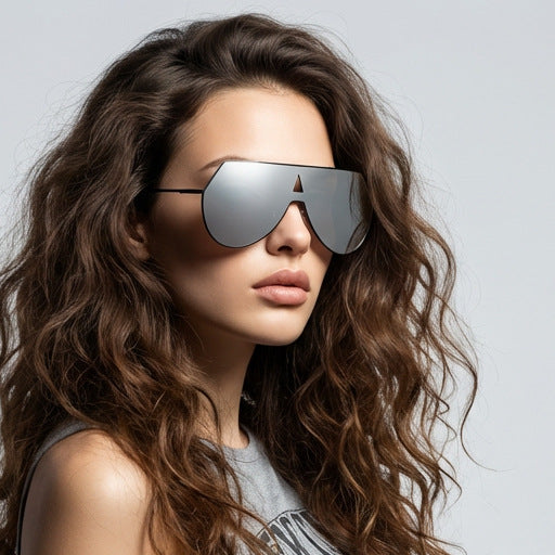 Damen futuristische Oversized-Sonnenbrille mit schützendem Metallrahmen Brehn