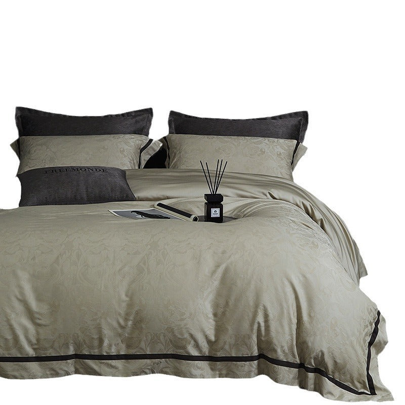 Luxuriöses Satin-Bettwäsche-Set mit Jacquard-Blumenmuster und verdecktem Reißverschluss