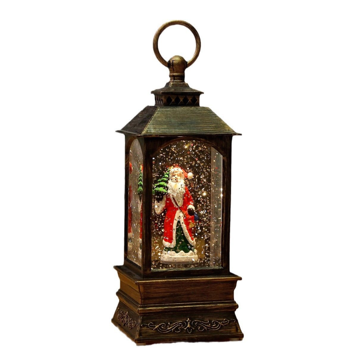 Nostalgische Weihnachtslaterne mit beweglicher Szene Brehn