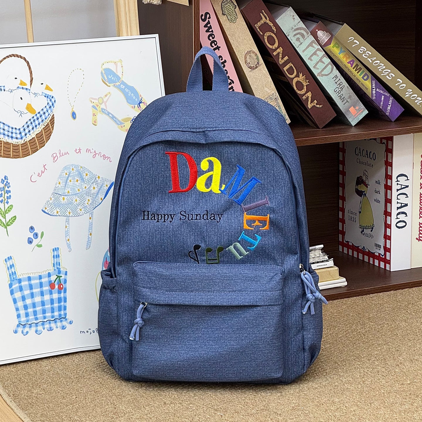 Lässiger grafischer bestickter Schulrucksack