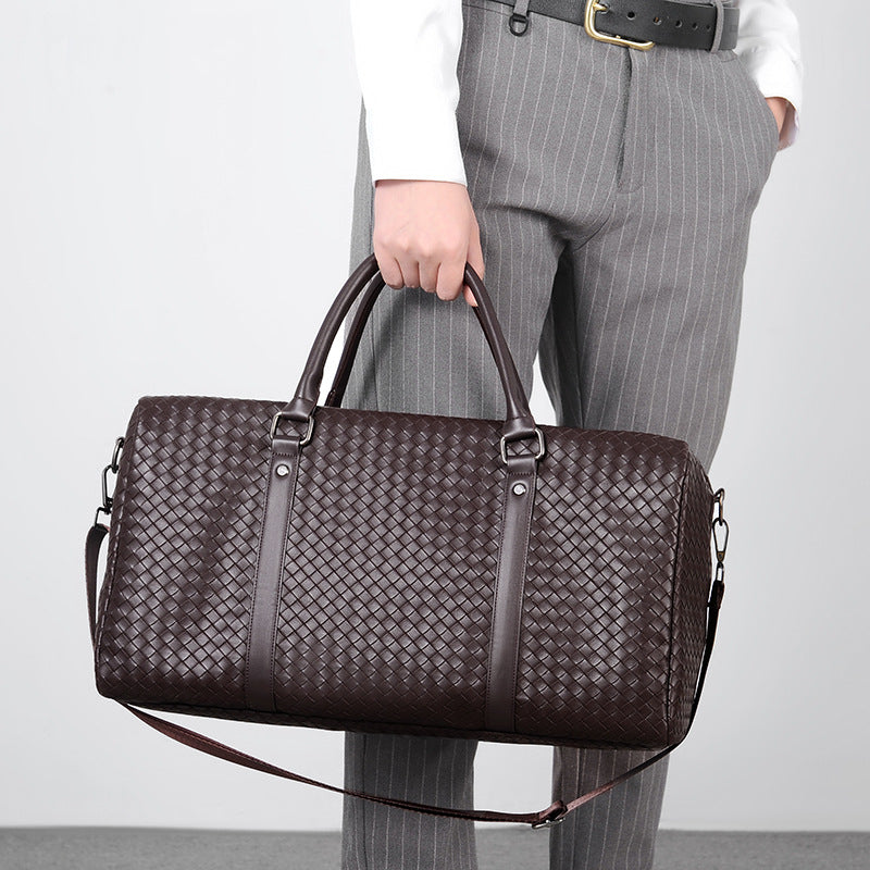 Woven Leather Weekend Duffle Brehn