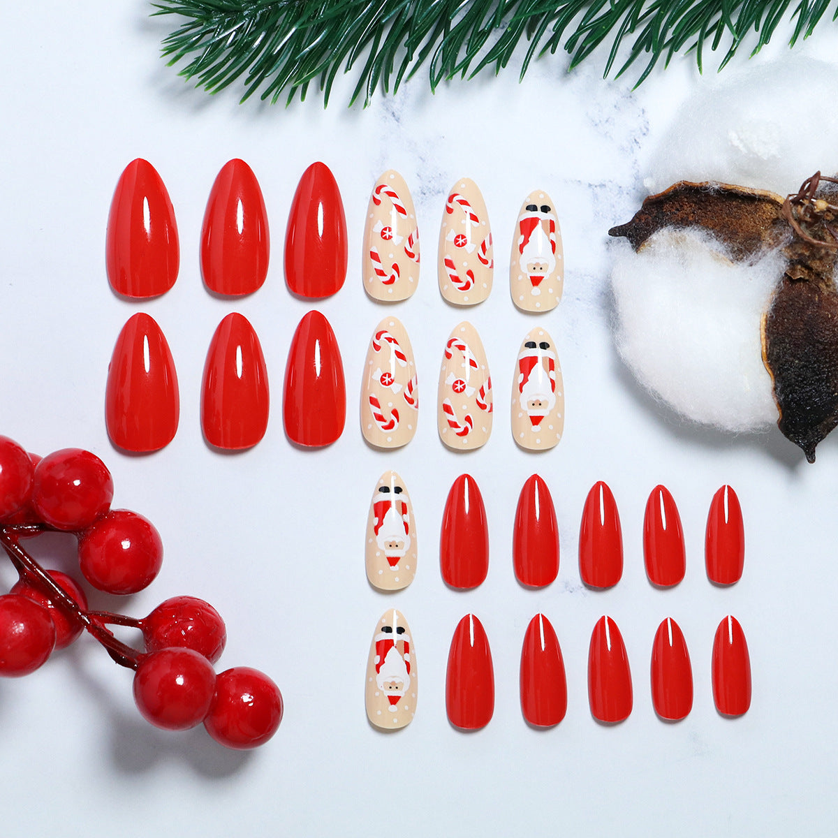 Festliches Santa Claus Press-On Nagelset Brehn