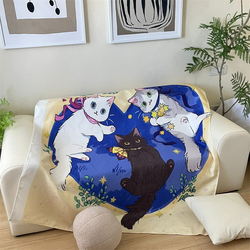 Cartoon Cat-Themen Kuscheldecke