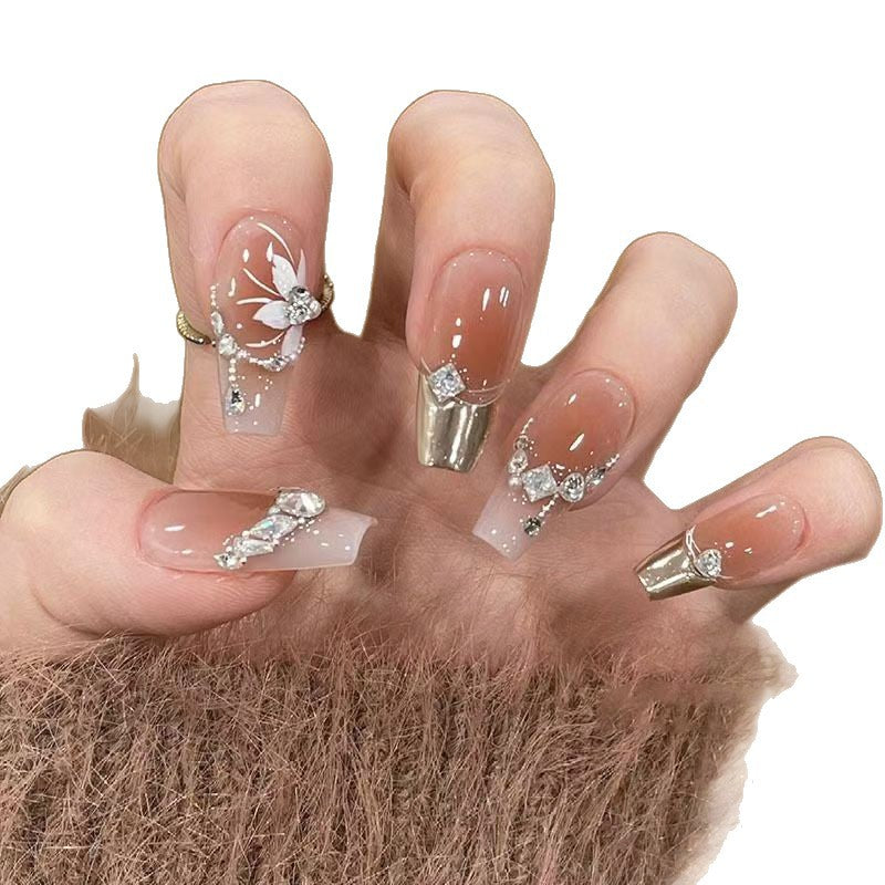 Dekoratives Strass-verziertes Press-On-Nagelset Brehn