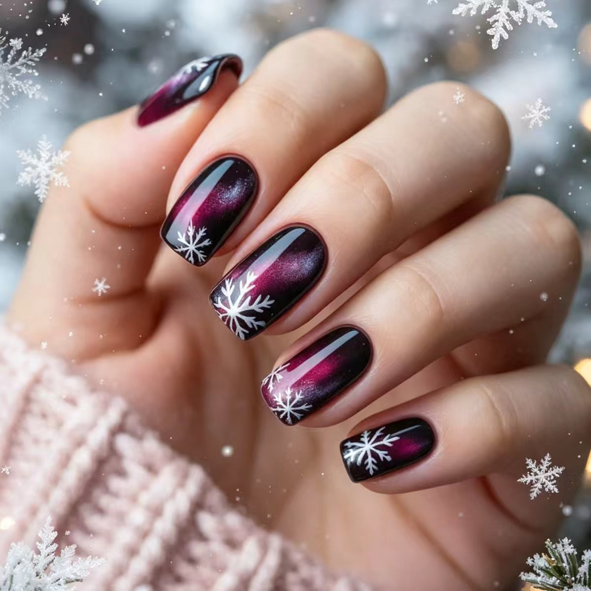 Kunstnägel mit Festlichem Schneeflocken-Design Brehn