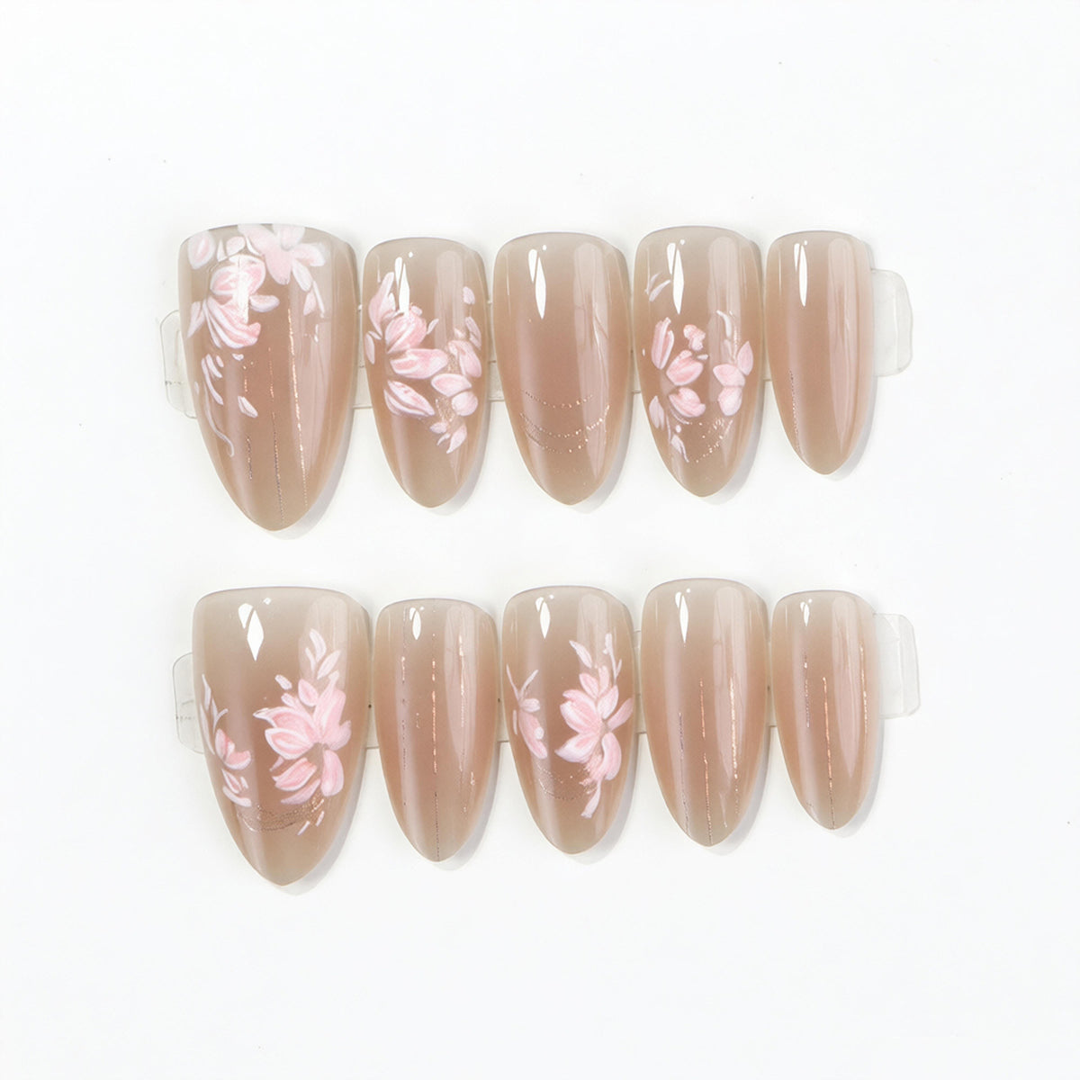 Elegantes Floral Press-On Nail Art Set Brehn