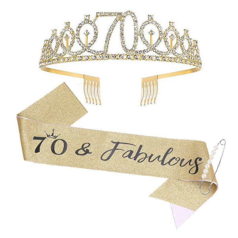 Damen Glitzernde Tiara mit personalisiertem 80. Geburtstagsschriftzug Brehn