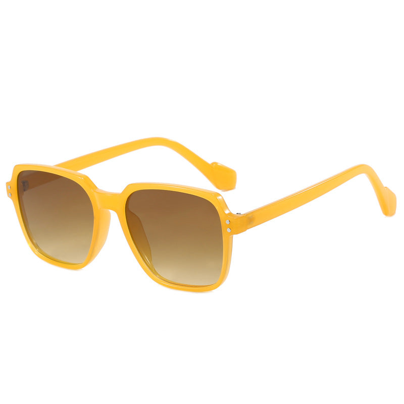 Damen modische quadratische Sonnenbrille mit gelben Gläsern Brehn