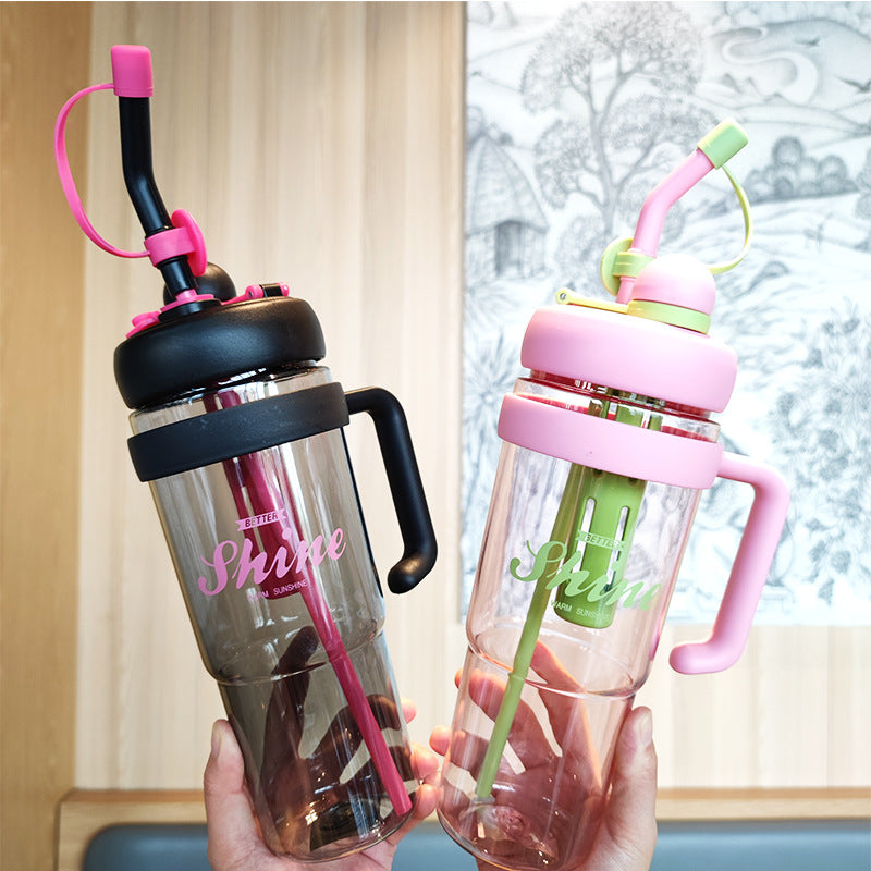 Damen praktische Trinkflasche mit integriertem Strohhalm Brehn