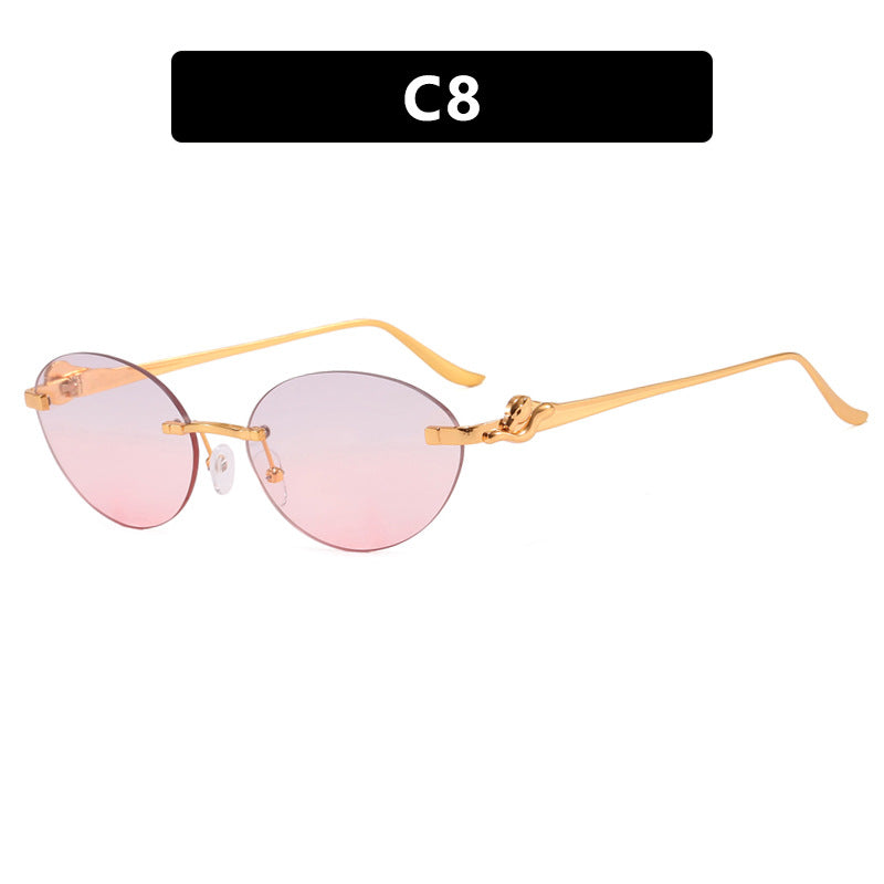Damen runde Sonnenbrille mit elegantem, halbtransparentem Rahmen und modischen Details Brehn