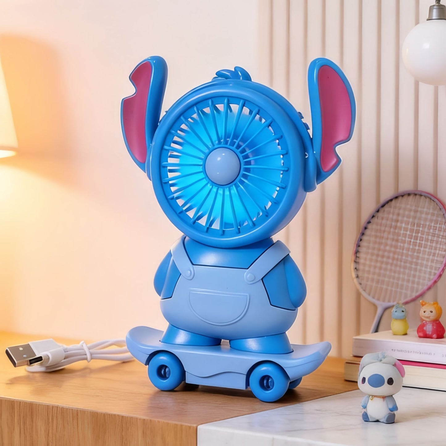 Damen Tragbarer Spielzeugventilator mit LED-Beleuchtung und USB-Aufladung Brehn