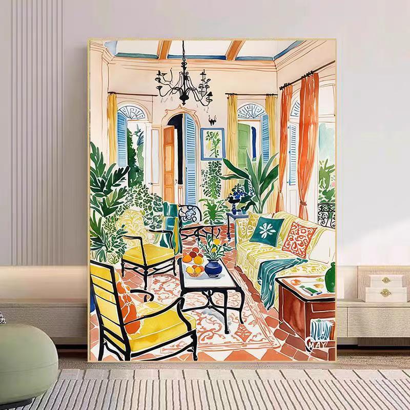 Gemütlicher Wohnzimmer Aquarell Kunstdruck Brehn