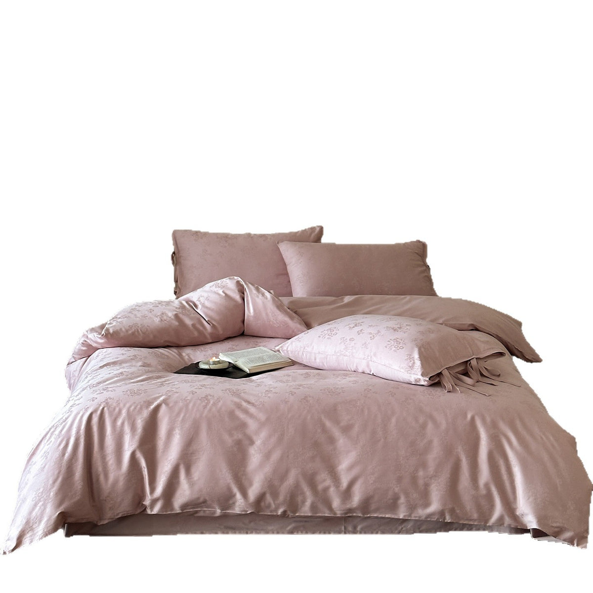 Luxus Floral Satin Bettbezug Set mit Bandbindung Kissenbezügen