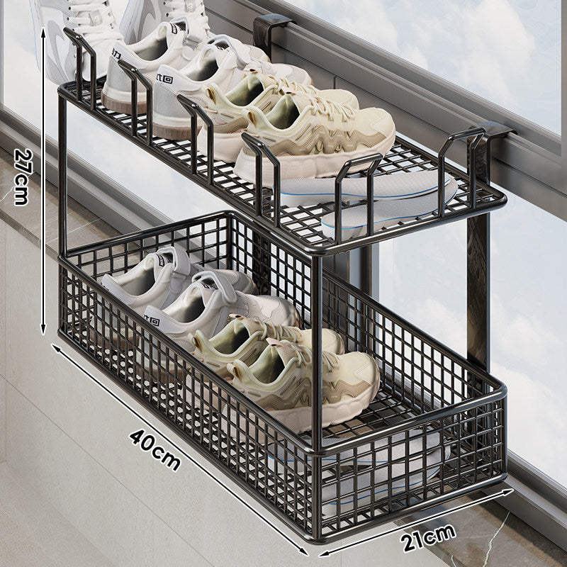Über-Fenster hängender Schuh-Trocknungs- und Aufbewahrungskorb-Organizer