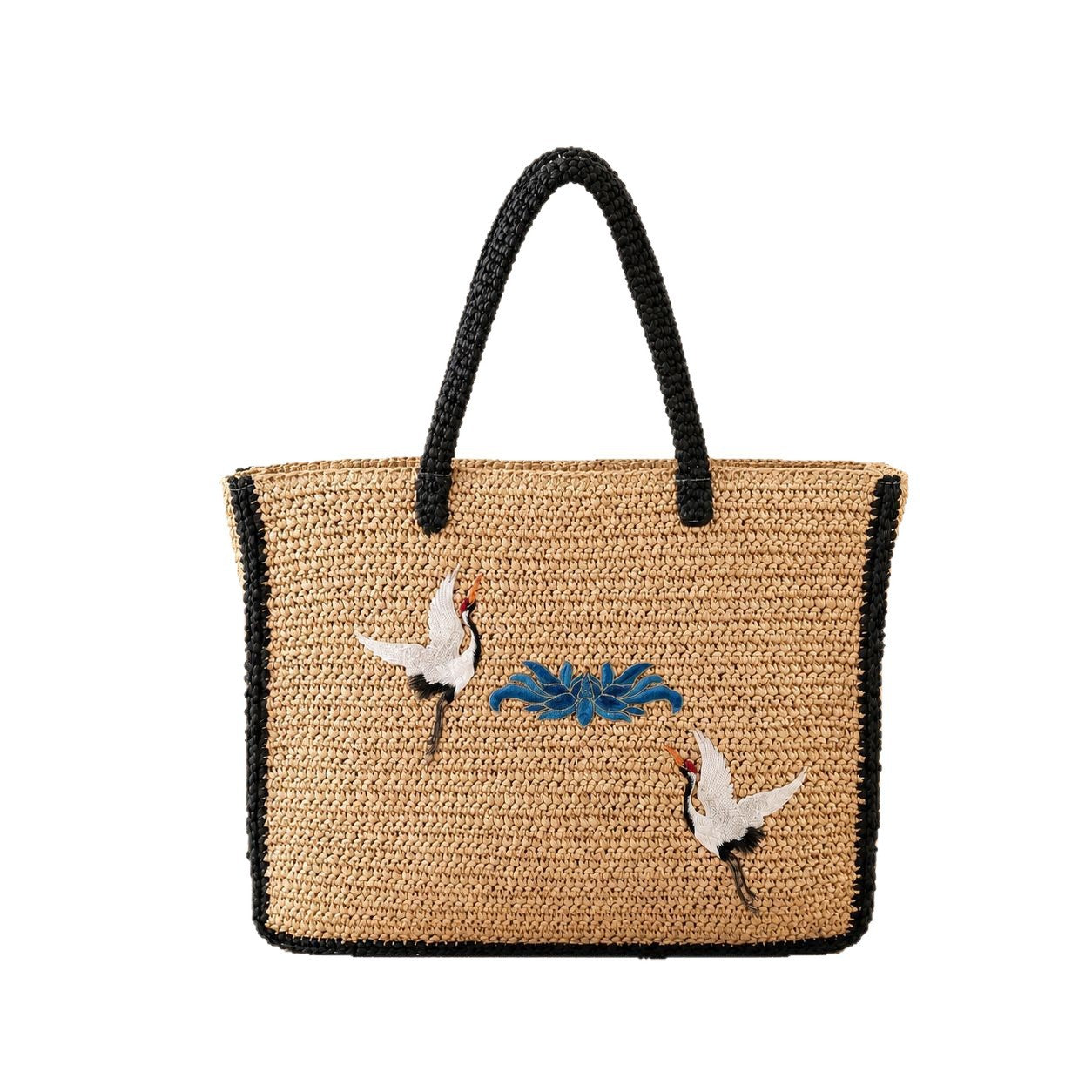 Elegante Bast-Tragetasche mit Kunstvollem Stickdesign Brehn