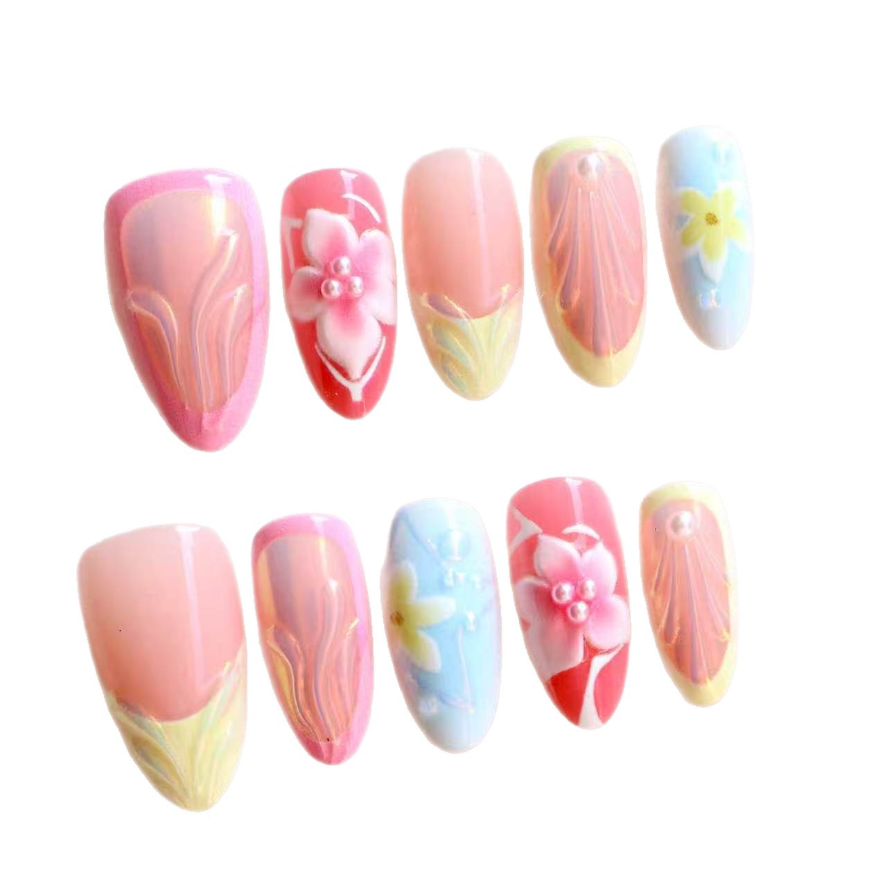 Künstlerisches Floral Press-On Nagelset Brehn 1788497796