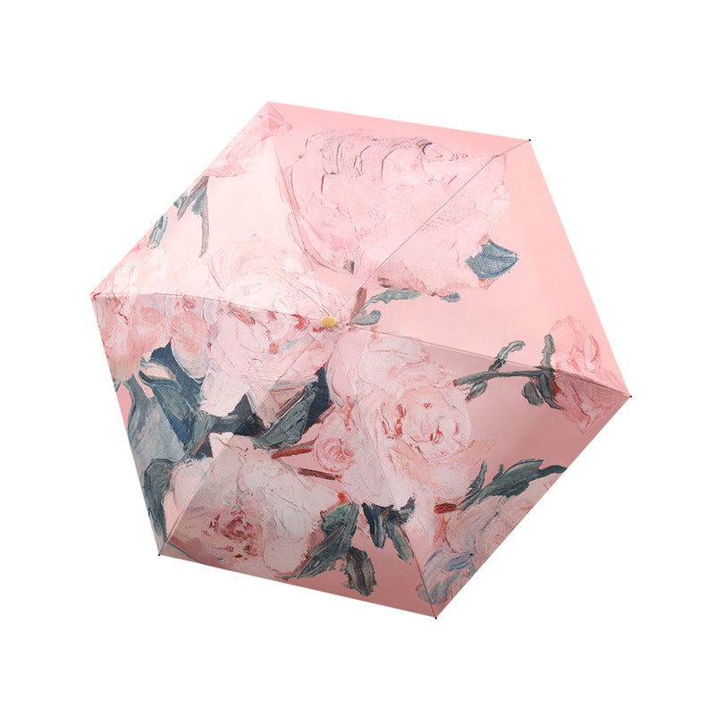 Damen Falt-Regenschirm mit detailgetreuem floralem 3D-Motiv Brehn
