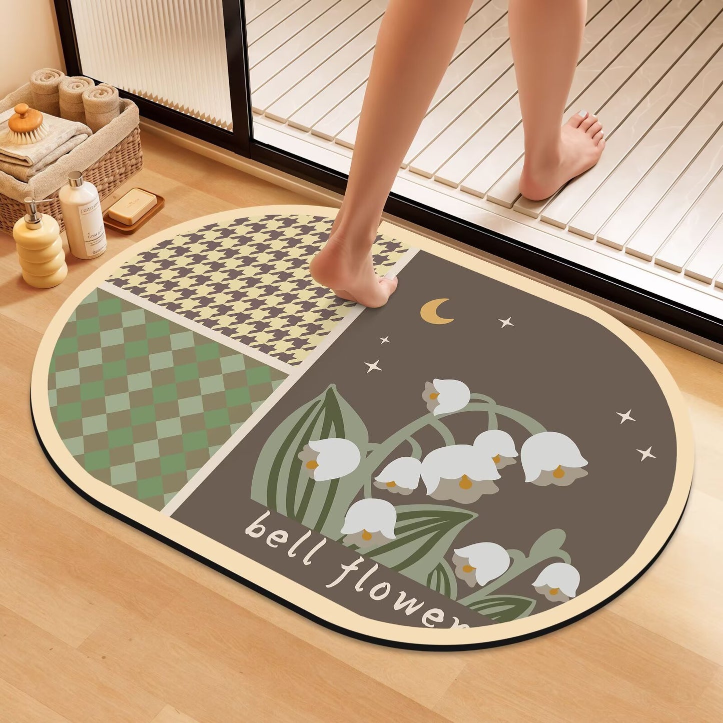 Künstlerische Florale Badematte Brehn