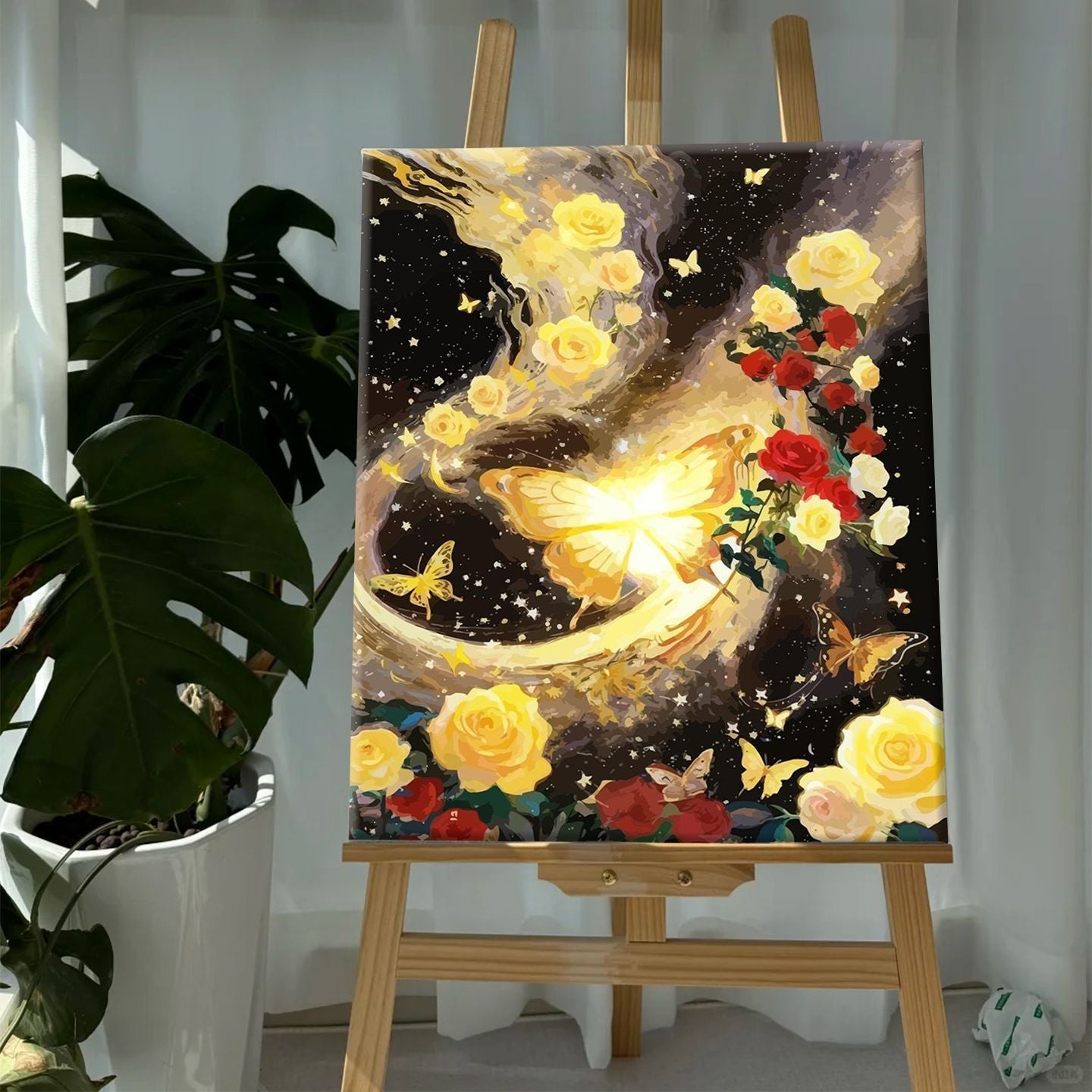 Bunte Schmetterlinge und Floral Leinwanddruck Brehn