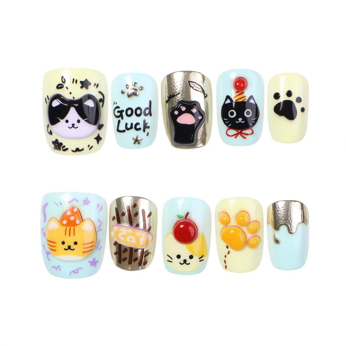 Verspielt Thematisches Press-On Nagelkunst Set Brehn