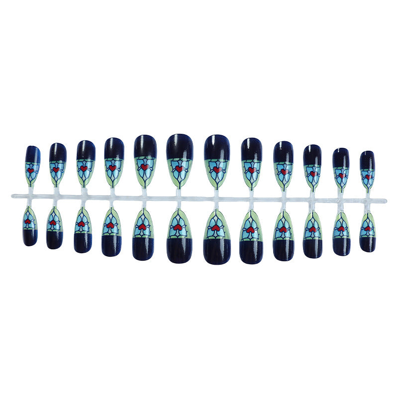 Künstlerisches Glasmalerei Press-On Nagelset Brehn