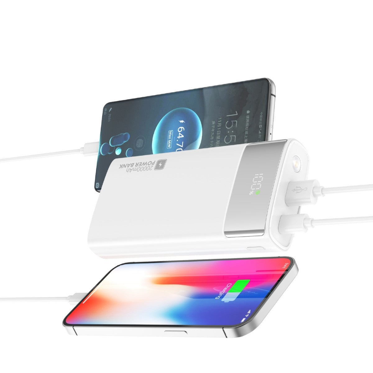 Tragbare Powerbank mit Schlankem Design und Digitalem Display Brehn