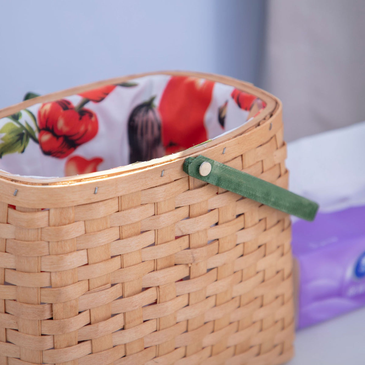 Handgewebter Marktkorb mit Futter Brehn