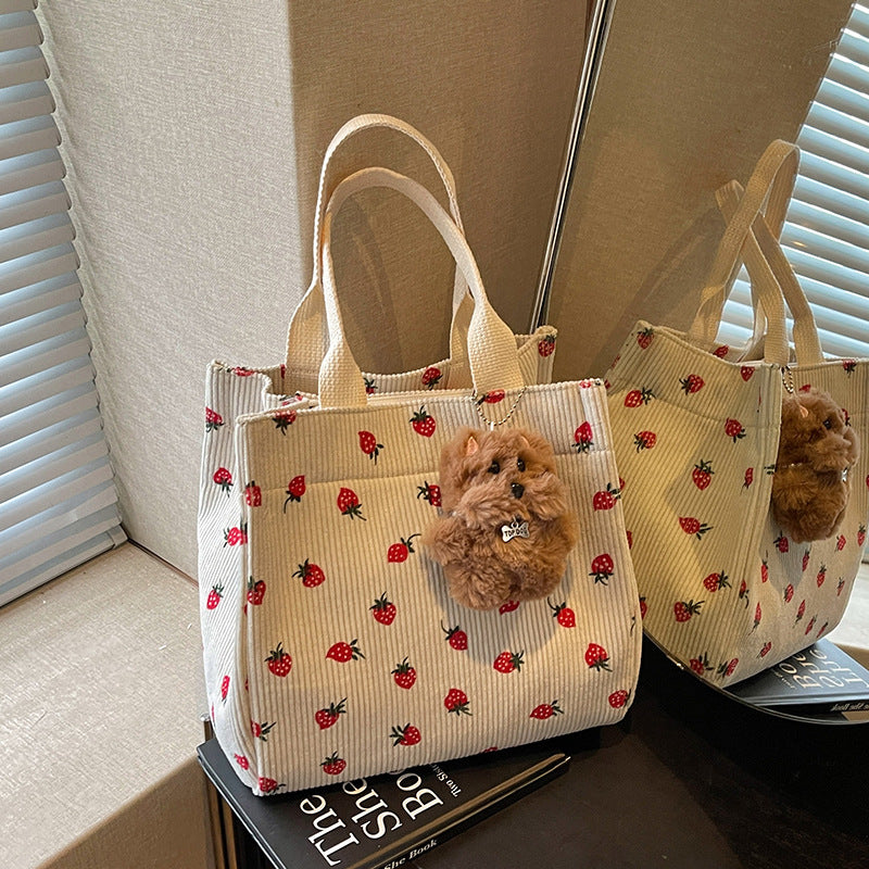 Niedliche Erdbeer-Print Stoff Tasche