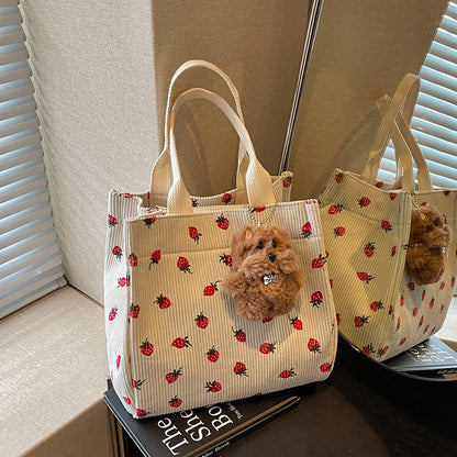 Niedliche Erdbeer-Print Stoff Tasche
