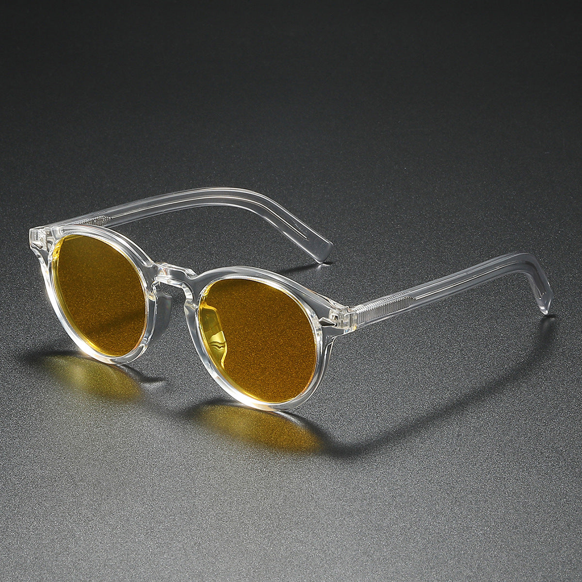 Damen Rund-Sonnenbrille mit transparentem Rahmen und reflektierenden Gläsern Brehn