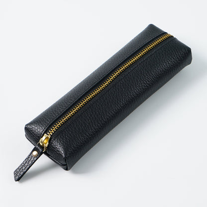 Premium Leder Bleistiftetui mit goldener Reißverschluss