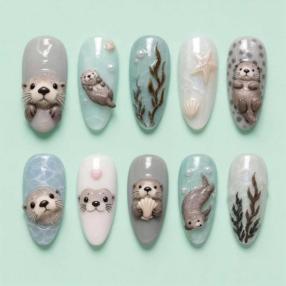 3D Tier-Themen Press-On Nagelkunst Set Brehn